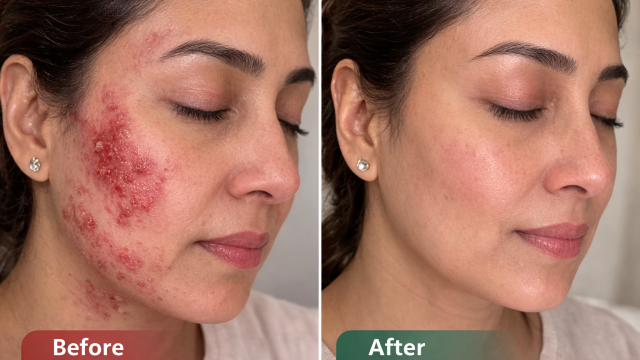 Facial Shingles before and after