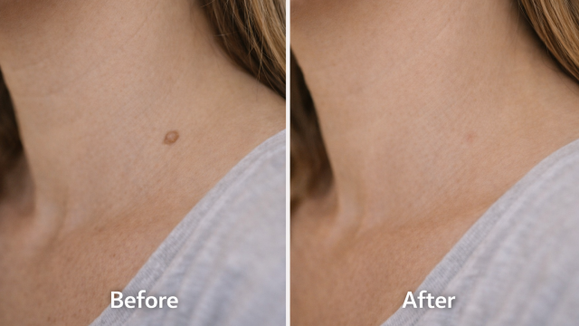 Benign Mole Removal before and after