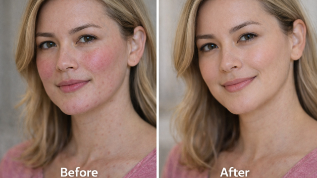 Persistent Cheek Redness before and after