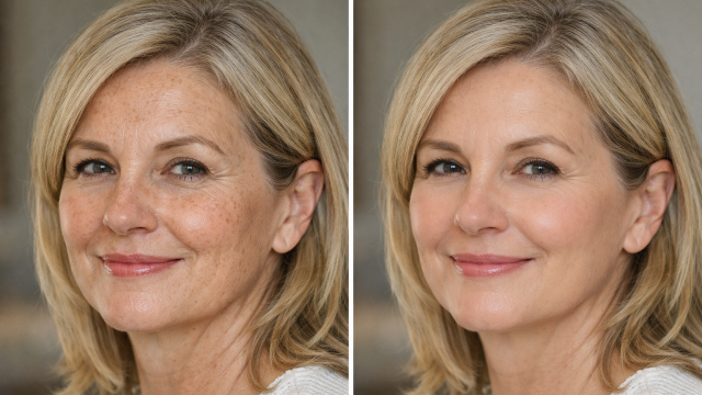 Before and After image of Lentigines.