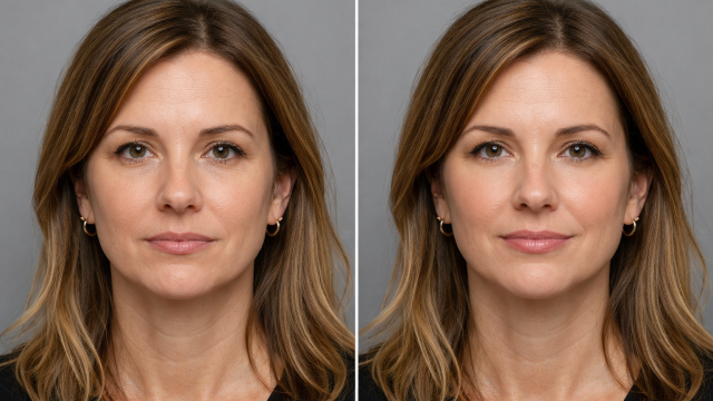 Before and After Image of Midface Volume Restoration.
