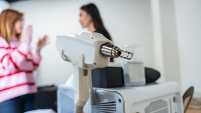 Laser and micro-coring equipment used for customized scar treatment at a dermatology clinic.